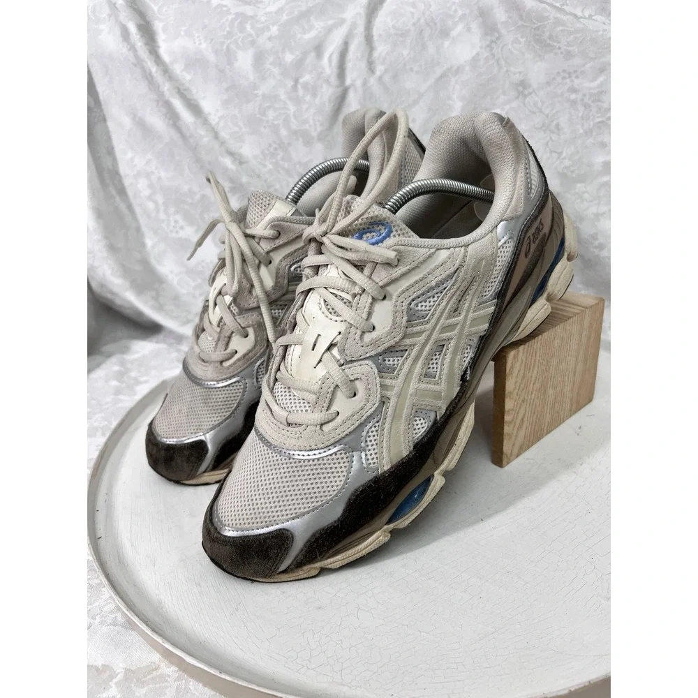 Asics Gel-NYC Cream Silver Brown Running Shoes 1203A383 Mens 11.5